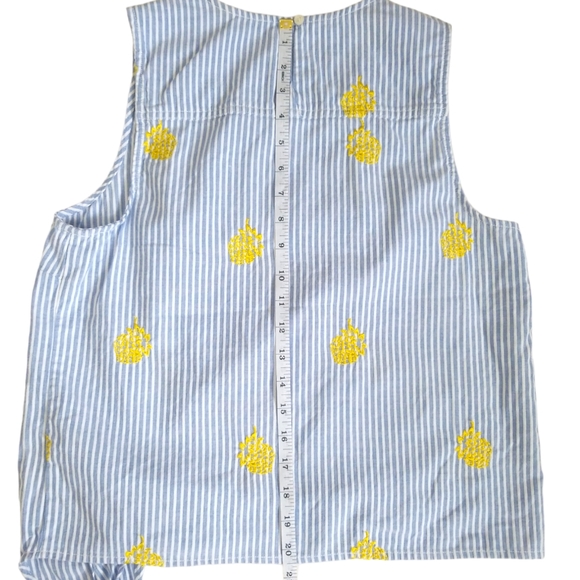 J. Crew Blue Striped Sleeveless Top Embroidered Pineapple SZ 6 - Picture 11 of 11